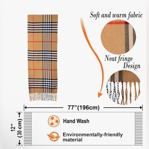 Cashmere Feel Scarf Unisex Elegant and Classic Design Shawl - Picture 3 of 3